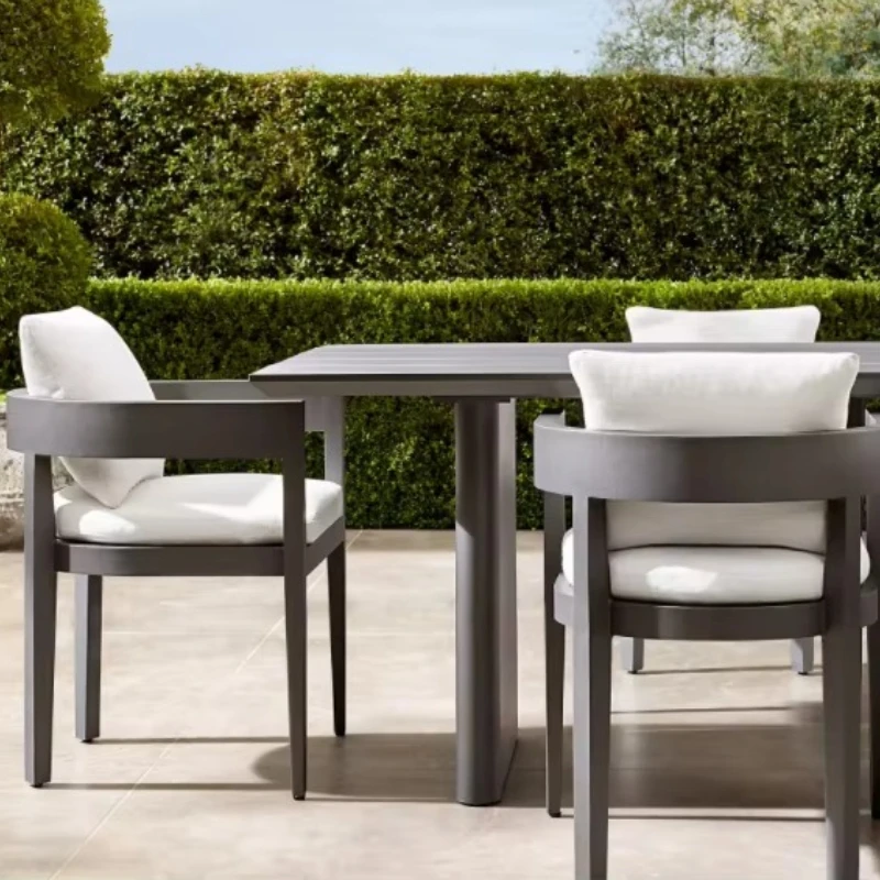 

Modern Hot Sale Nine Pieces Aluminum Table and Chairs Set Modern Garden Furniture Outdoor Table