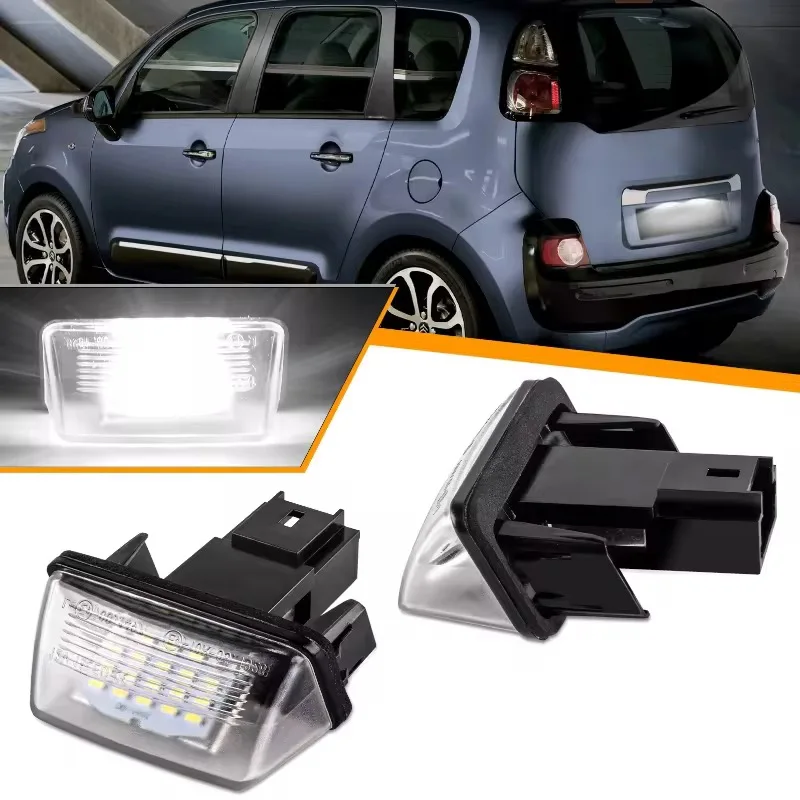 For Peugeot 206 206CC 207 307 308 406 407 1998-2012 2Pcs CANBUS White LED License Plate Light Error Free Number Lamp