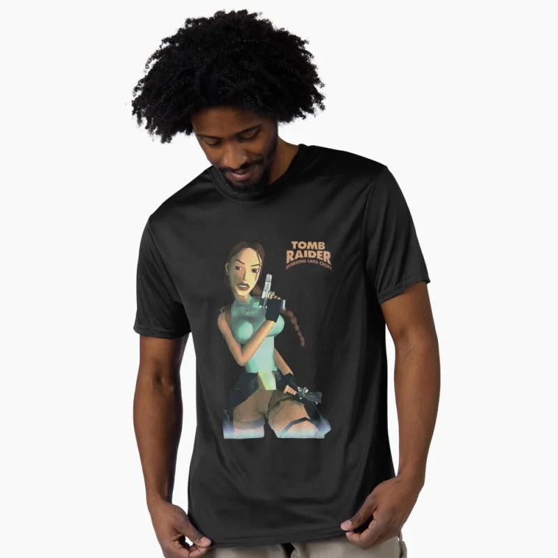 80s Retro video game Tomb Raider 0401 Lara Croft Gift t shirt for men 100% cotton printed Graphic Clothes All size Tops S-6XL