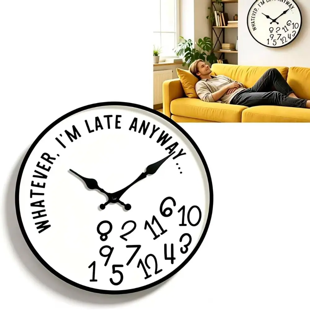 Silent Movement Round Wall Clock Non-Ticking Design Analog Display Novelty Analog Clock Wall Mountable Round Shape