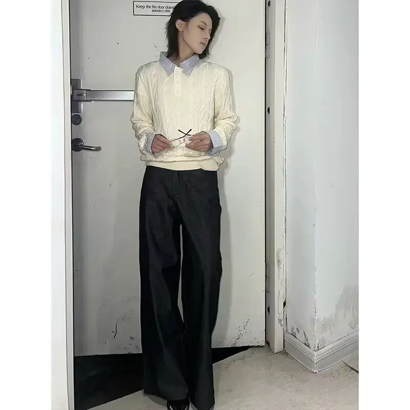 

Fall Winter V-Ne Knitted Sweater Cardigan Men's Color Casual Sle Loose Fit Long Sve Outerwear Polyester Fiber