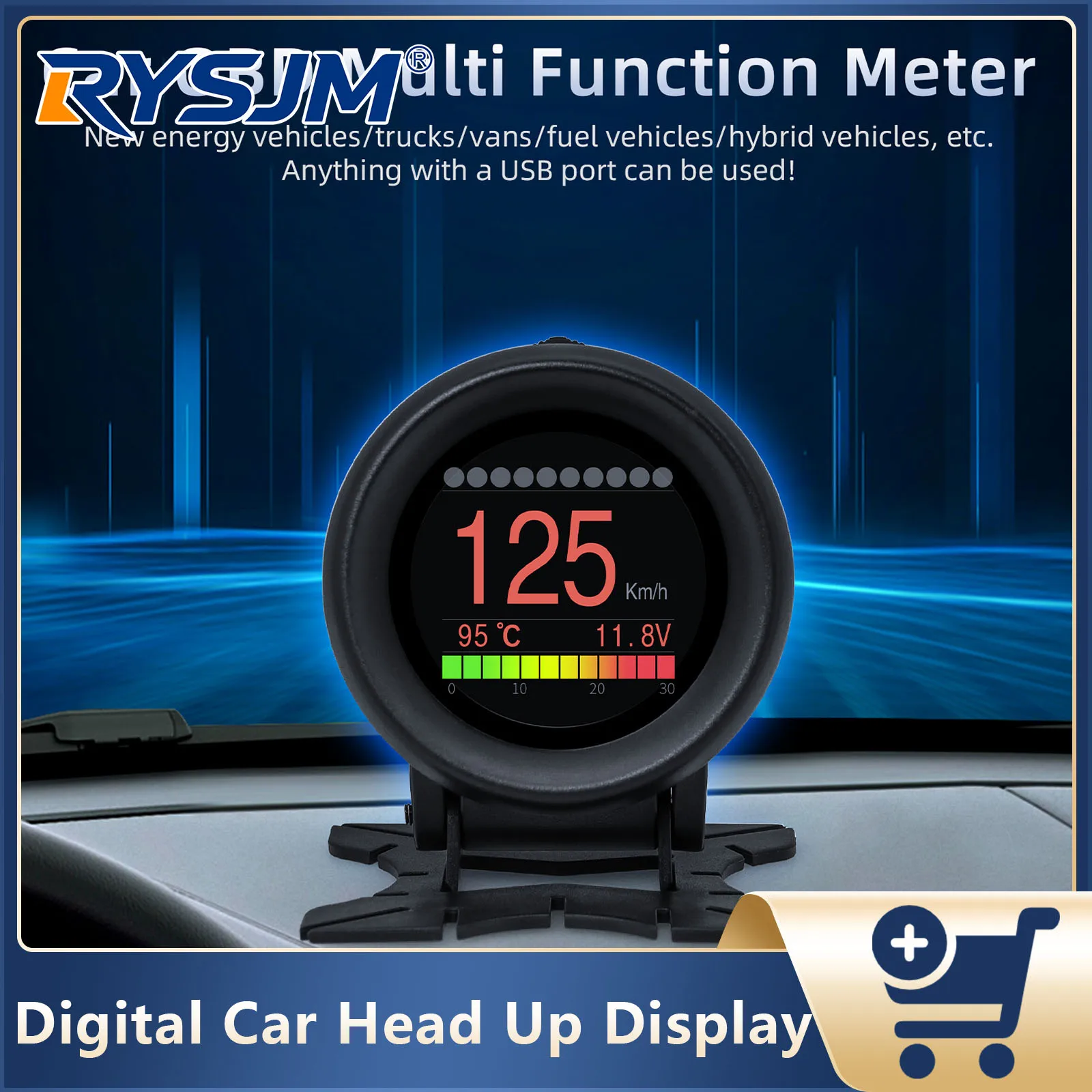 A205 Head Up Display Car Obd2 Display Speedometer On-board Computer Fuel Consumption Water Temp Oil Pressure Speed LCD Gauge