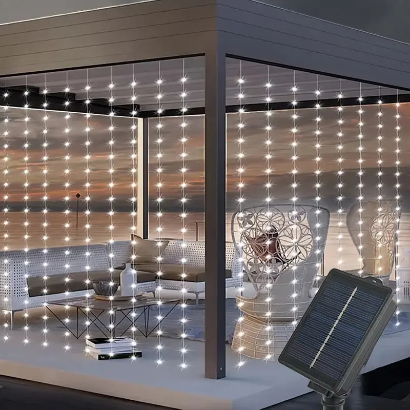 

Outdoor Solar Curtain LED Light String for Garden Summer Wedding Party Cammping Home Balcony Decoration Holiday Garland Lamp