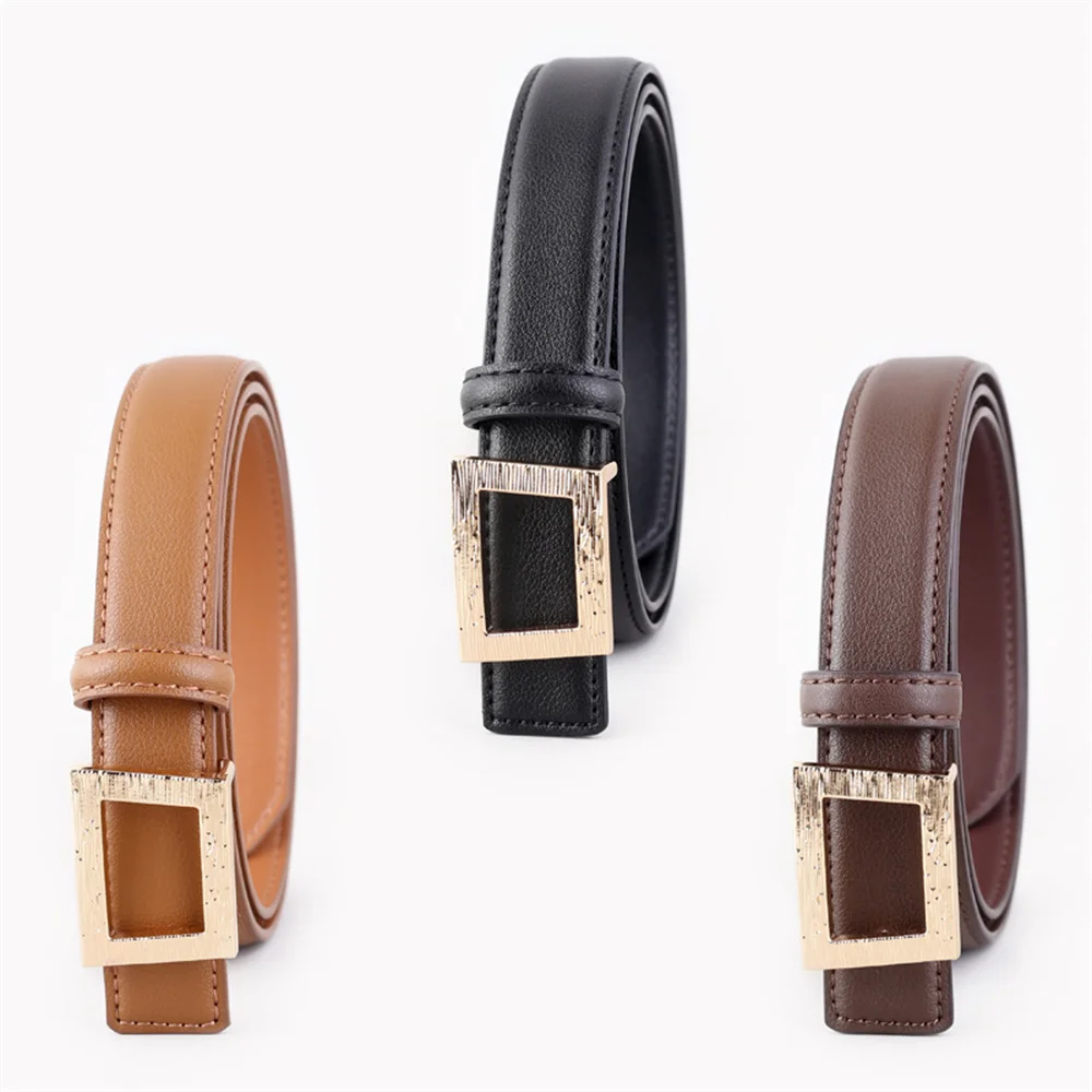 Genuine Leather Belt for Women Korean Design Square Buckle Adjustable Cowhide Belt Autumn Leather Belt Clothing Accessories