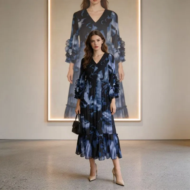 

Miyake Pleated Dress Original Print 2026 Spring Summer New Fashion Loose Casual Pleated Comfortable Dress Long Dress Pleat