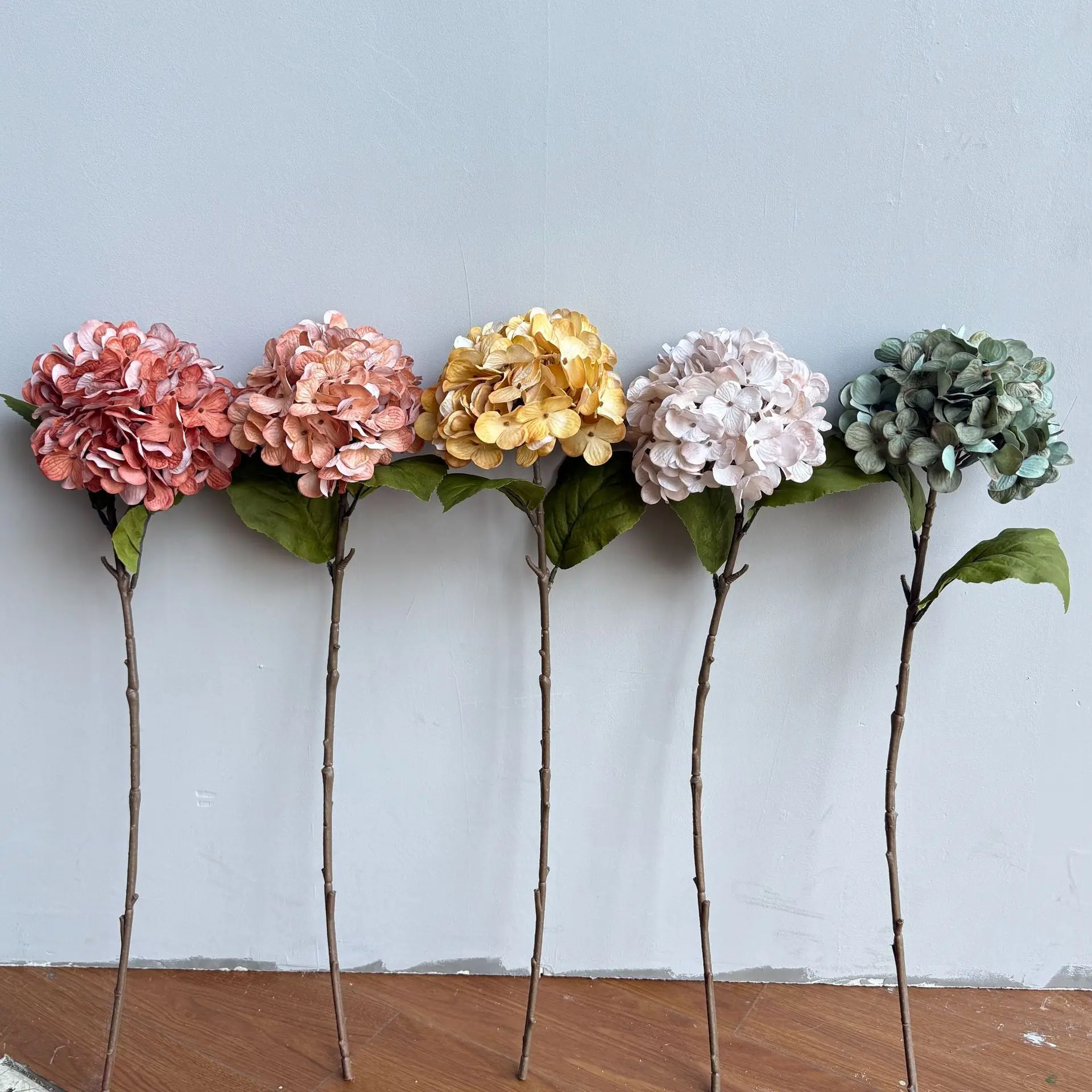 3 Stück Künstliche Hortensien mit Echtem Touch für Heimdekoration, Herbst-Hortensien, Hochzeitsblumenarrangements, Party-Tischdekoration – Detail 2