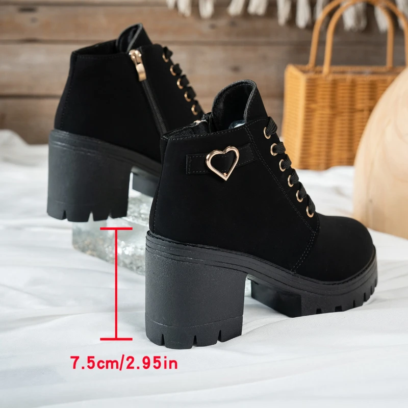 النساء أحذية الكاحل موضة أحذية منصة عالية الكعب الخريف الشتاء مريحة في الهواء الطلق عدم الانزلاق تنفس فستان المرأة الأحذية