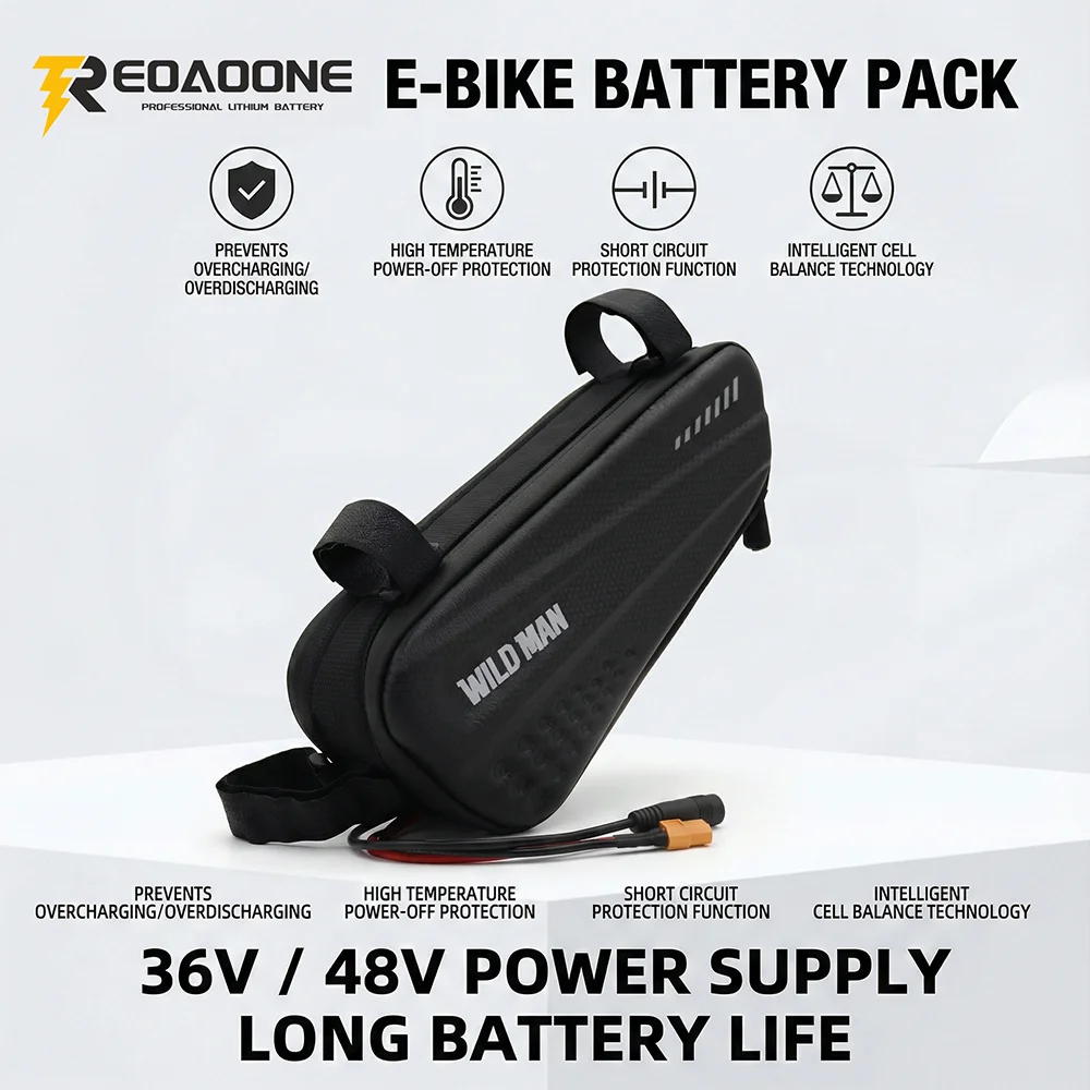 Replacement 48V 36V Lithium Battery 14Ah 10Ah Triangle Pack For Electric Bike Scooter Mountain Bicycle With 2A Charger BMS XT60