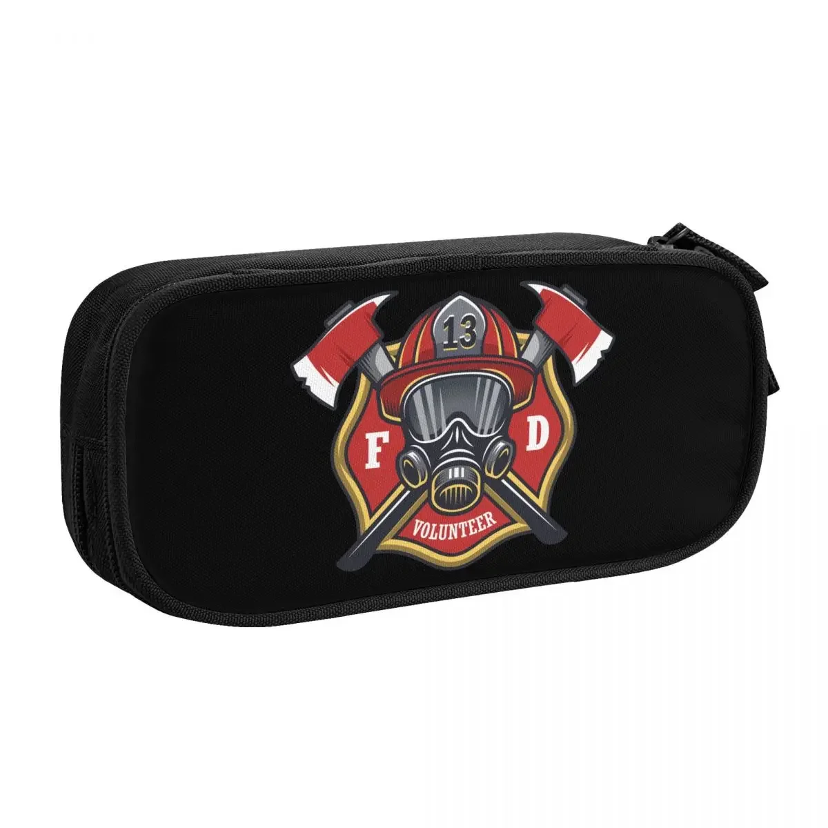 Custom Firefighter Skull Kawaii Pencil Case Boy Girl Large Capacity Fireman Fire Rescue Pencil Pouch Students Stationery