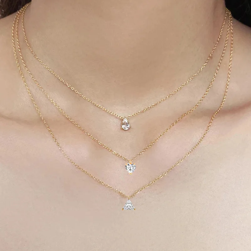 Kryształy krople naszyjnik dla kobiet koreański moda złoty geometryczny diamentowy łańcuch Choker na akcesoria na szyję biżuteria N511 — zdjęcie 3