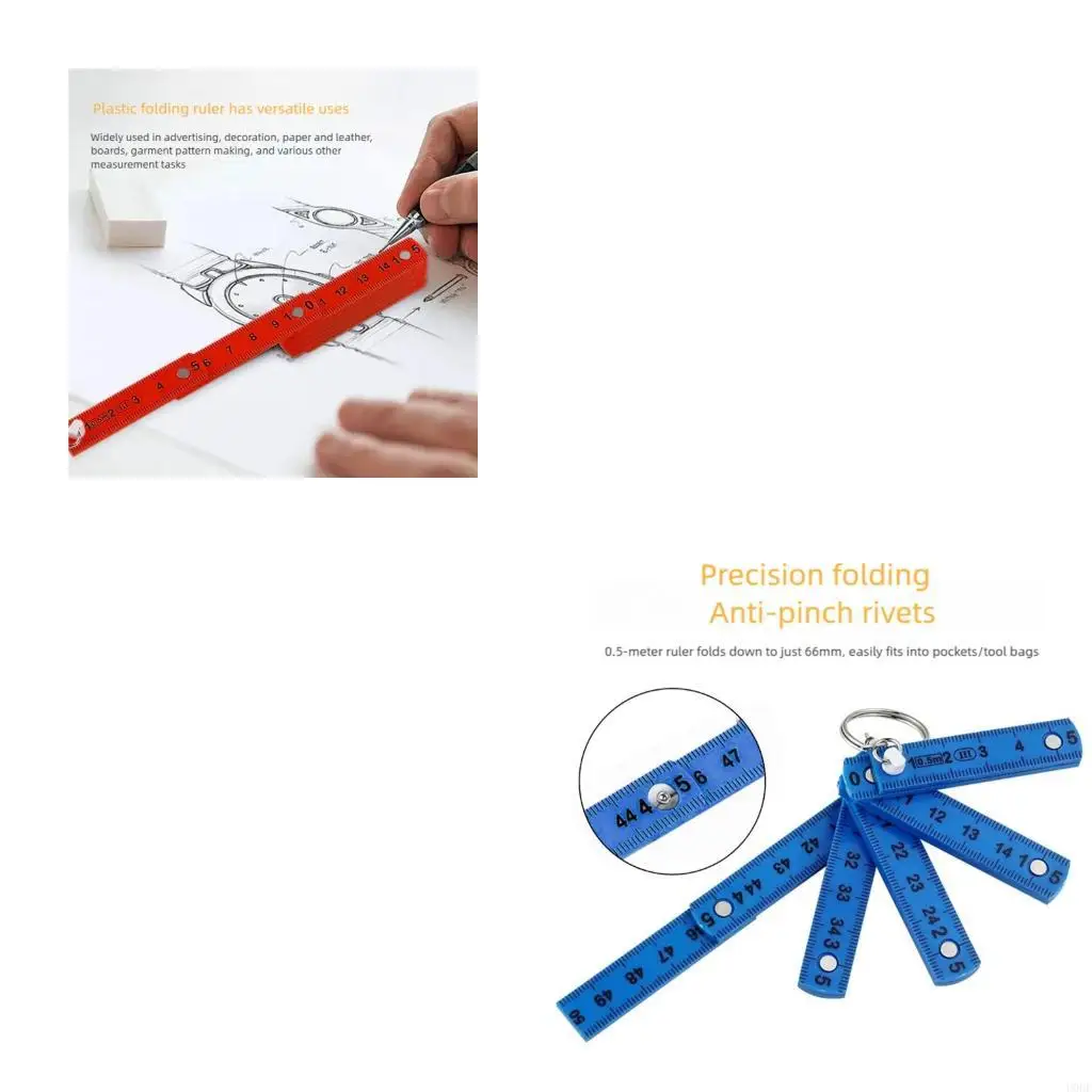 

Space Saving Folding 500mm Plastic Scale Double Side Marking Numberings System