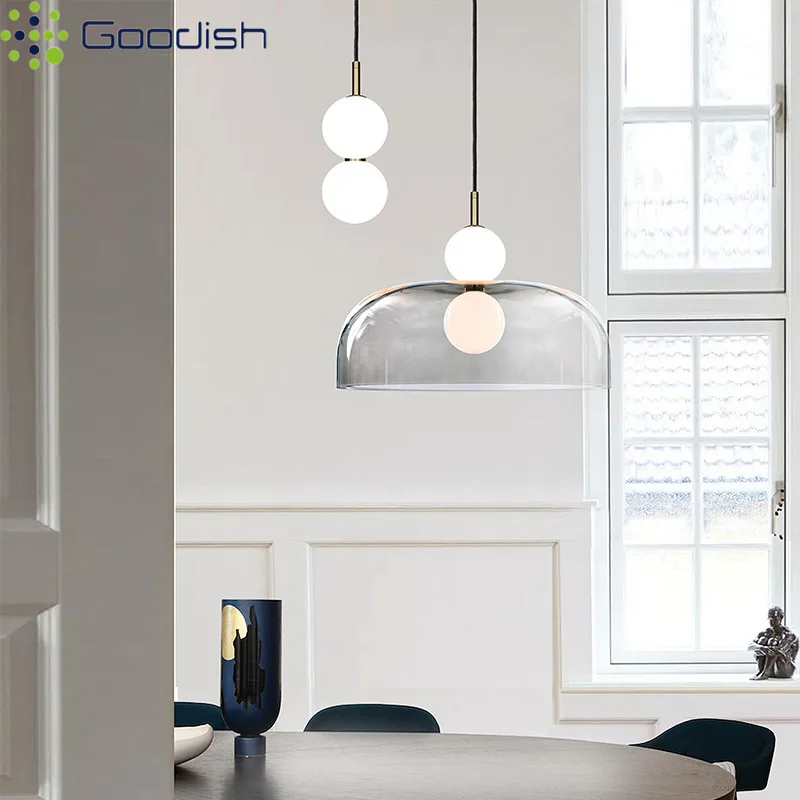 Vintage Simplicity Industrial Transparent bowl LED Pendant Lights Creative Forged Lamps for Bedroom Home Decoration Chandeliers