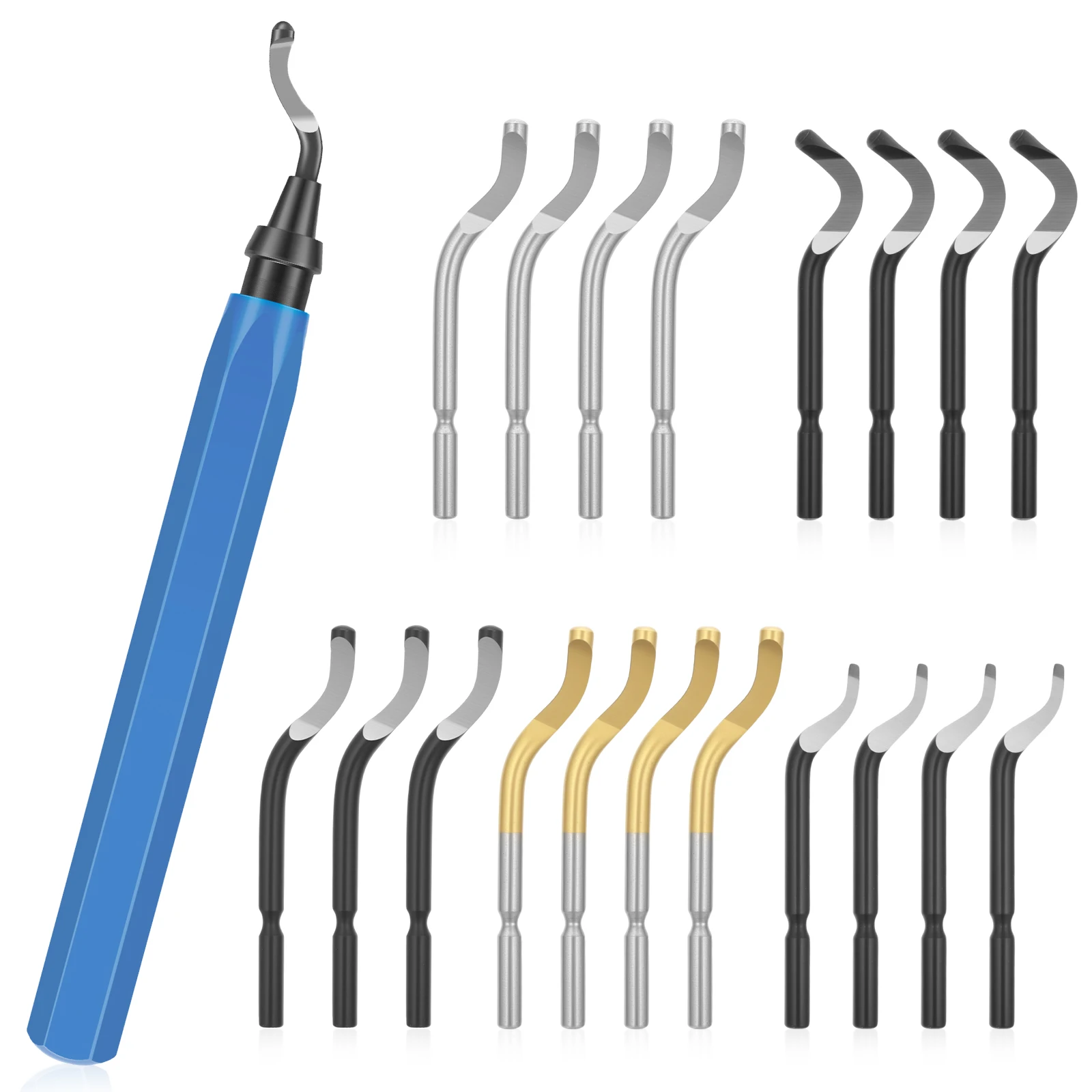 21Pcs High Speed Steel Deburring Tool Set Efficient Deburring Cutter Set Accurate Burr Removal Tool Ergonomic for 3D Printer