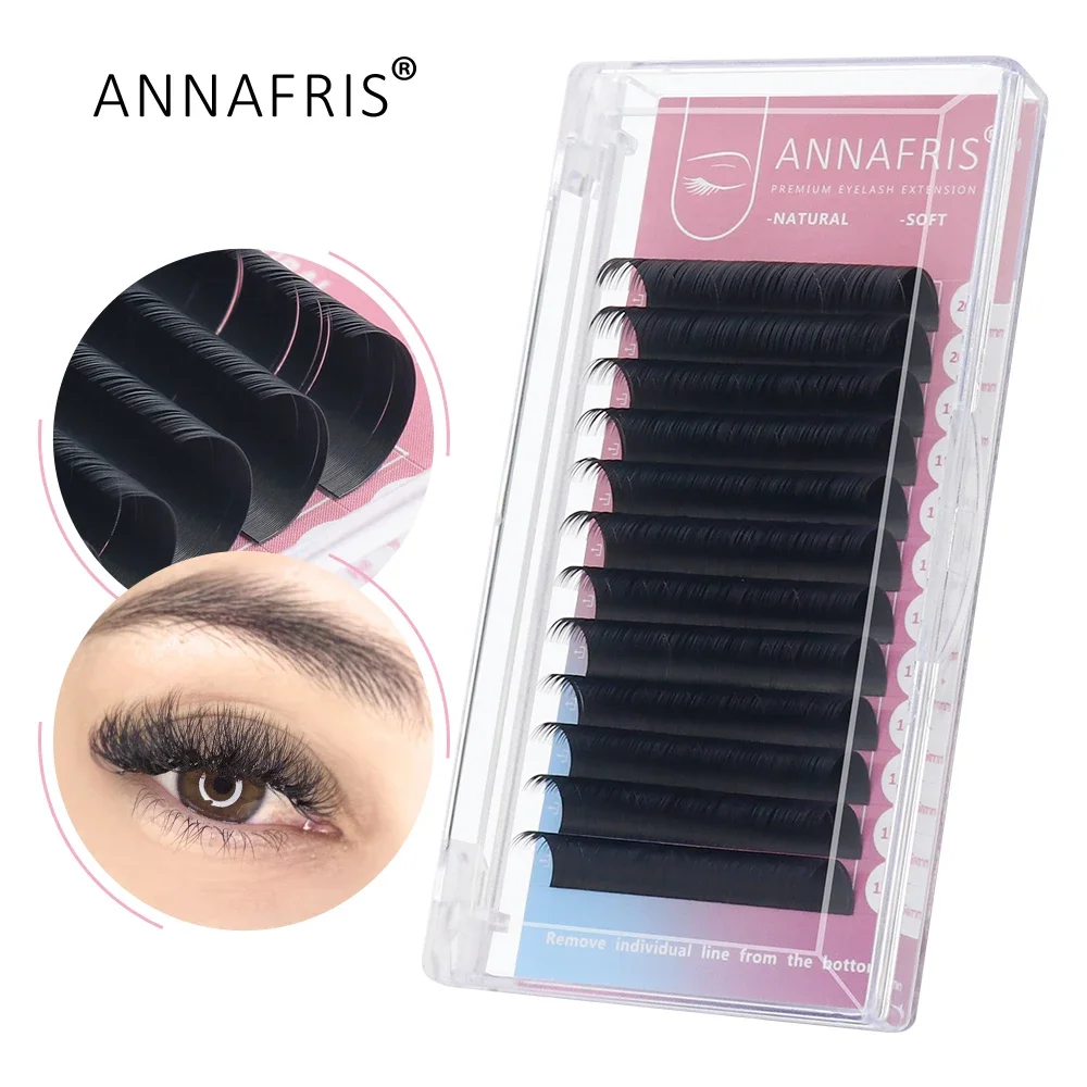 ANNAFRIS Korean PBT 8~25mm MIX Long Length Natural Matte Individual Premium Eyelashes Extension Faux Mink Supplies Lashes Makeup