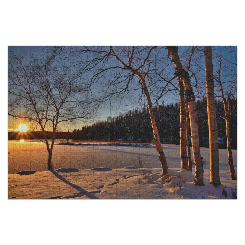 

Winter Sunset On Frozen Lake Jigsaw Puzzle Wooden Decor Paintings Works Of Art Baby Toy Custom Puzzle