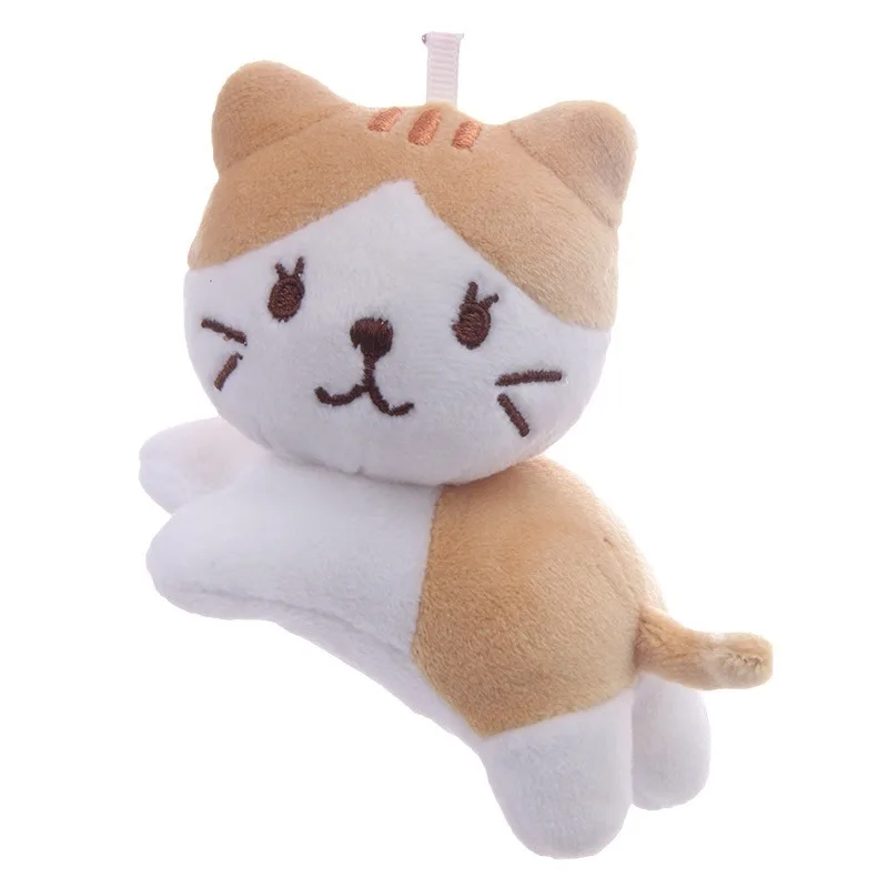 Dessin animé mignon Six couleurs tête inclinable couché en peluche chat chaton poupée sac à dos pendentif décoration noël Halloween cadeau préféré