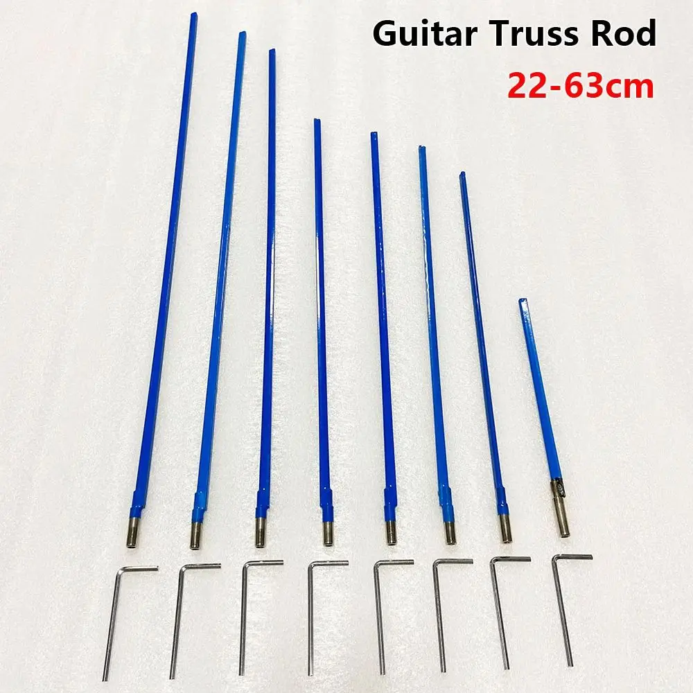 1Set New with Hex Wrench Guitar Truss Rod 22-63cm Multi-specification Guitar Adjustment Bar Two-way Metal Blue Adjustment Lever