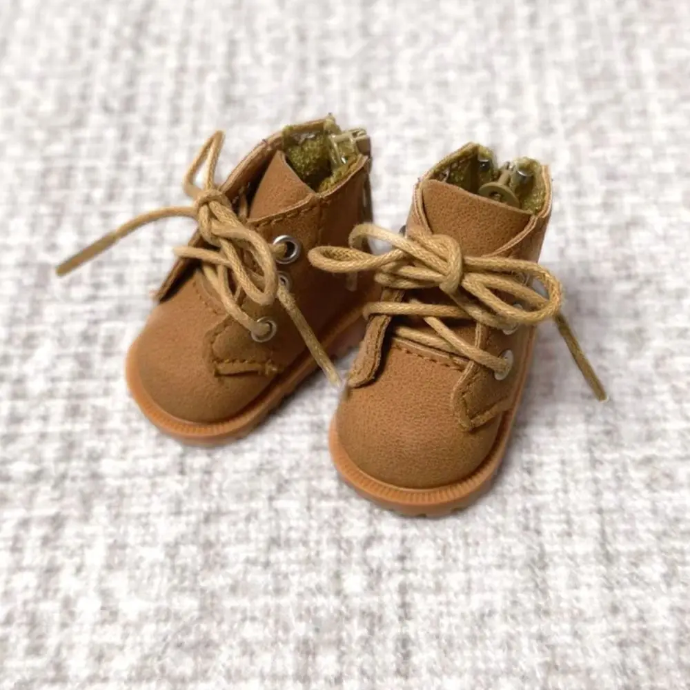 1pair Pretend Play Bjd Doll Shoe Black Brown Handmade Doll Leather Shoes Boots PU 1/6 Scale Dolls Uniform Shoes Holala Gcs