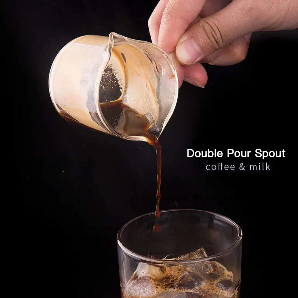 Double Pour Spout Heat Resistant Glass Measuring  Coffee  High Borosilicate Glass 75ml Espresso Transfer  Milk