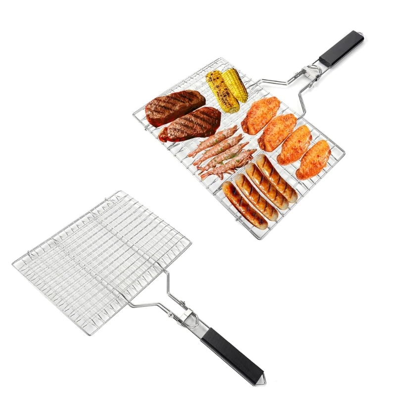 Collapsible BBQ Net Foldable Grilling Net Portable Barbecue Mesh Great for Wilderness Camping and Festive Celebrations