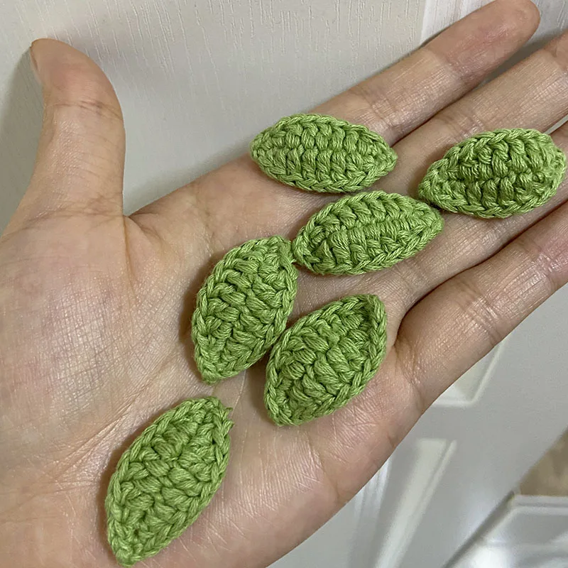 15pcs/Lot Green Leaf Handmade Crochet Cotton Thread Patches Leaves 3-color DIY Woven Leaf Decorations Ornament