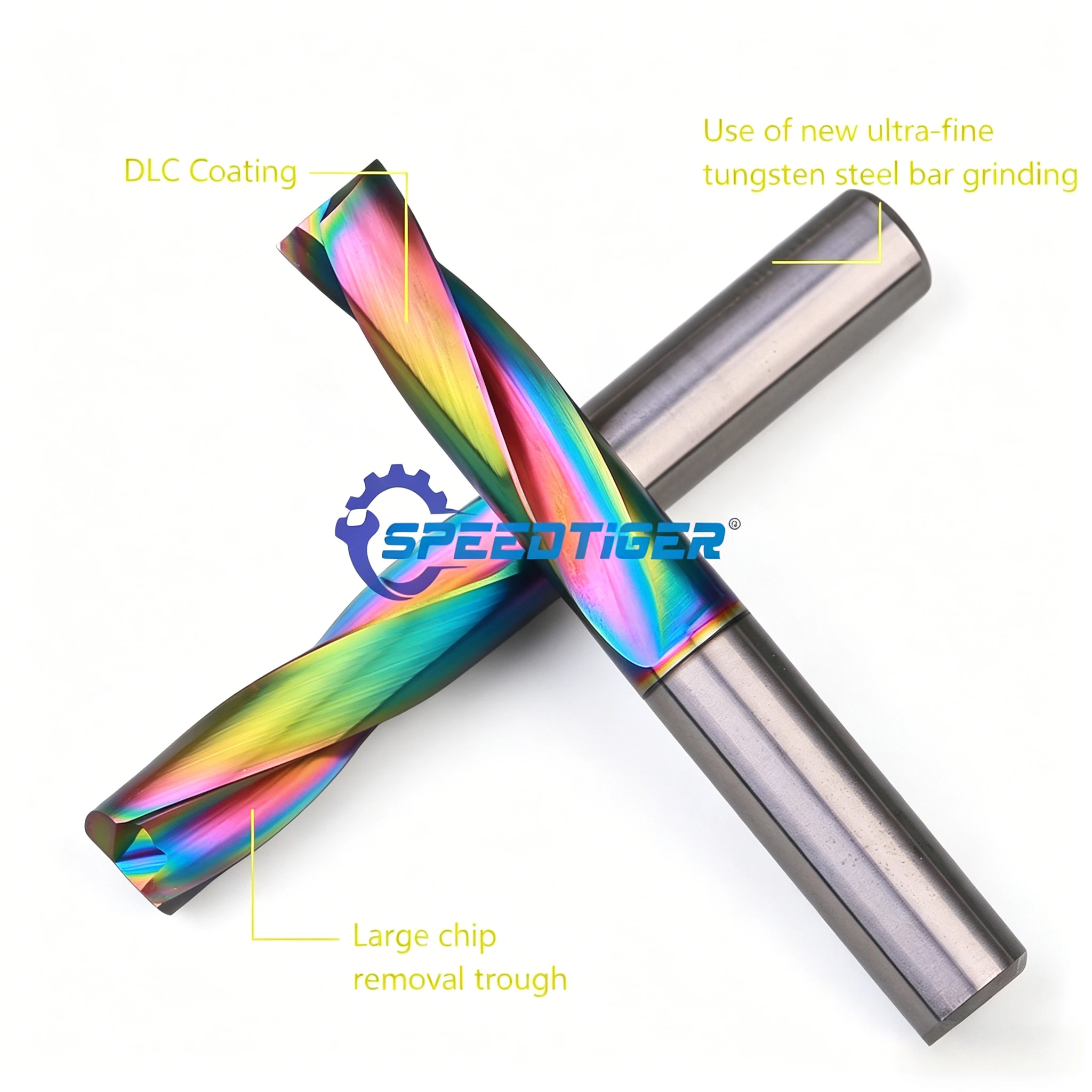 SPEEDTIGER Flat Drill 0.5-20mm Solid Carbide DLC Coating for Non-metal Aluminum Copper CNC Curved Surface Bottom Hole Making
