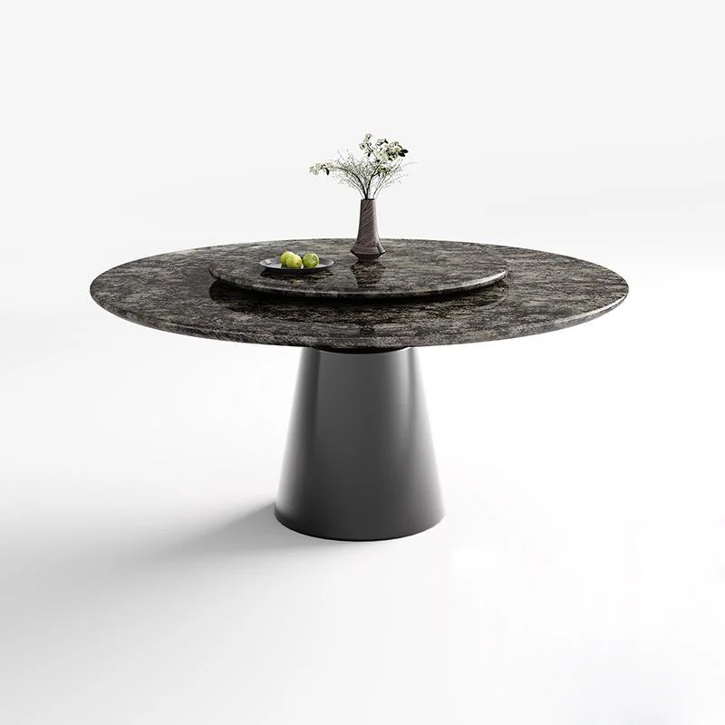 #Premium Natural Marble Dining Table: Designer Dining Table for Luxury Villas with a Turntable