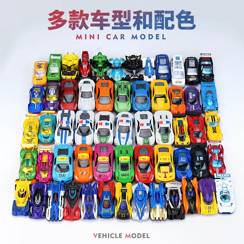 1/64 Diecast Metal ABS Plastic Car Model Toys Children's Mini Alloy Car Sliding Pull Back Sports Car Racing Set Birthday Gift