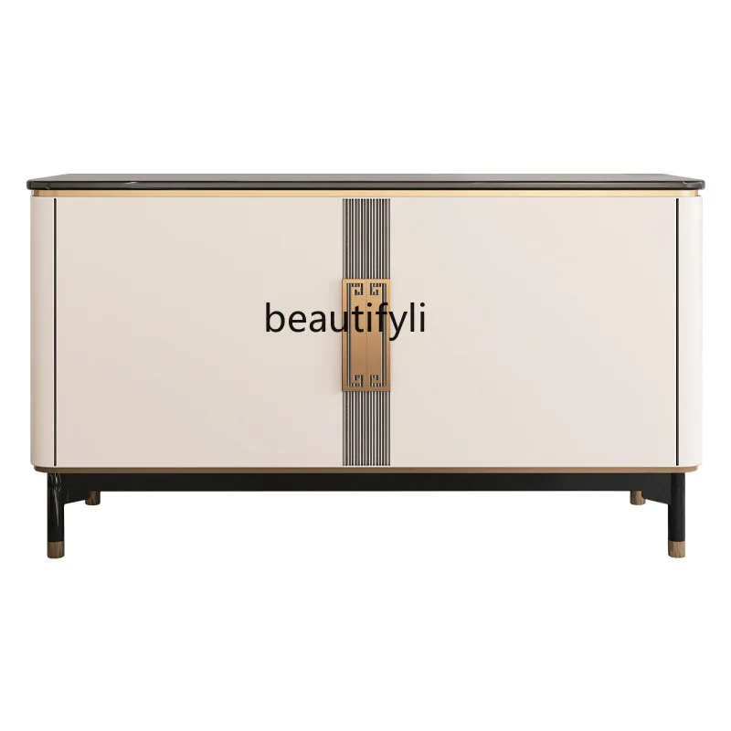 

New Chinese light luxury marble entrance cabinet, Zen living room partition cabinet, hall cabinet, locker, solid wood