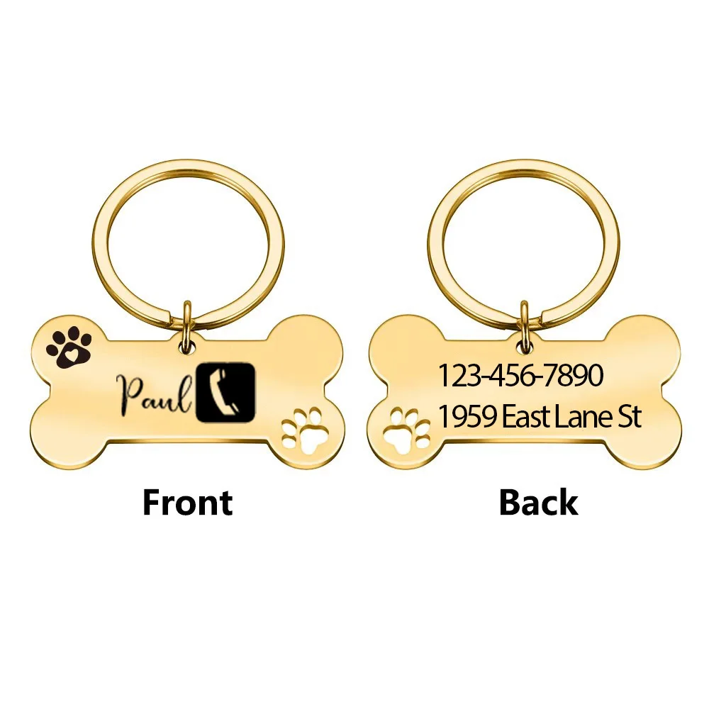 

1 pc new phone sign Customized Name Laser Engraving Customized Dog Tag Engraved Record Tel Address For Dog