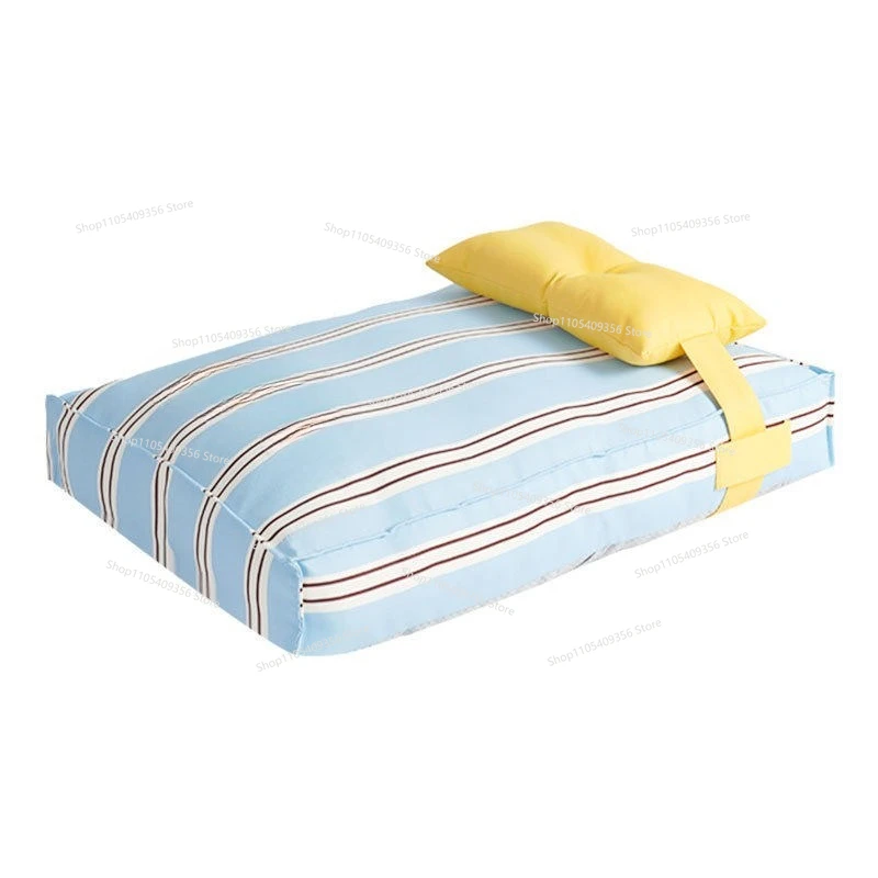 Dog Sleeping Mat All Seasons Medium Dog Blue Striped, Removable Pet Mat Cat Sleeping Bag Cat Nest Pet Dog Bed