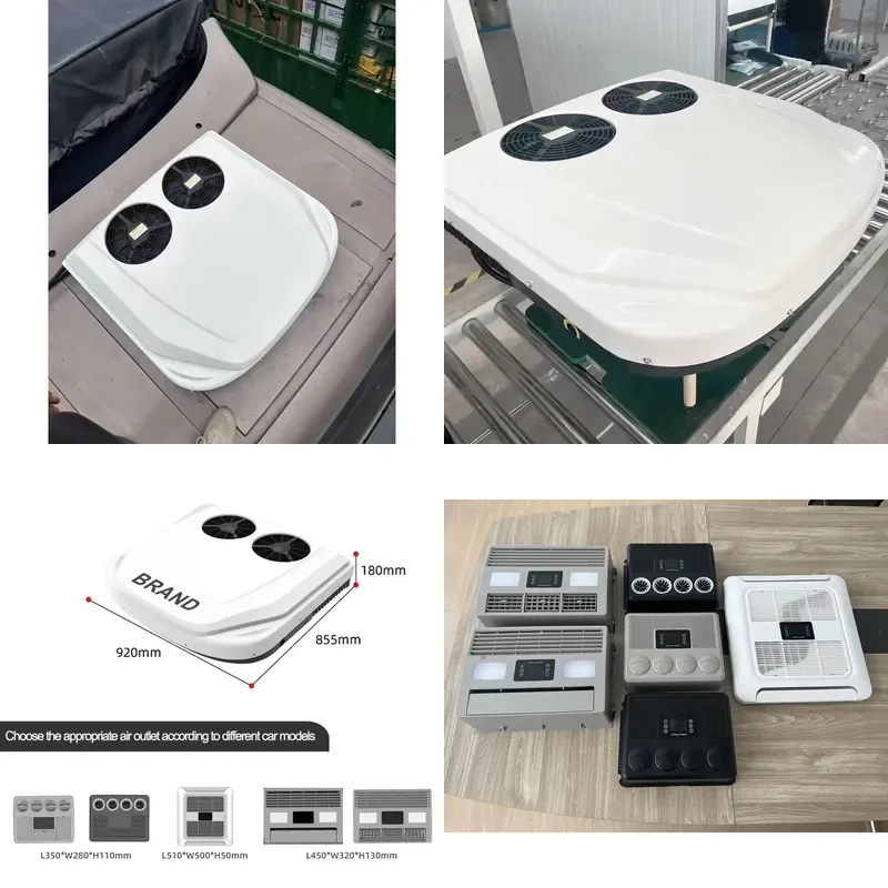 for 12V 24V RV Truck Bus Electric Air Conditioner 48V Parking Cooler Dual Fan Rotor Compressor 12V Inverter AC Unit