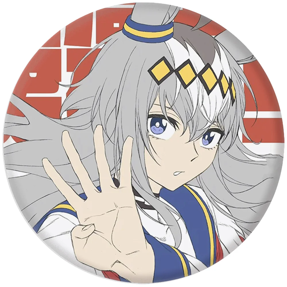 58mm Anime Umamusume: Pretty Derby 신데렐라 그레이 오구리 캡 Verno Light 코스프레 의상 배지 핀 SPTE Tinplate Brooch Prop