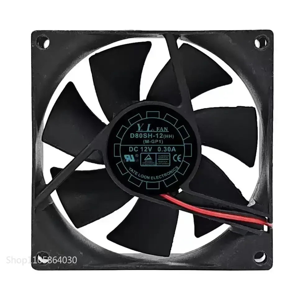 LY 80mm Fan 12V 0.30A D80SH-12 8025 High Speed 2 Pin PC Desktop Case Power Supply Industrial Ventilation Cooling Cooler