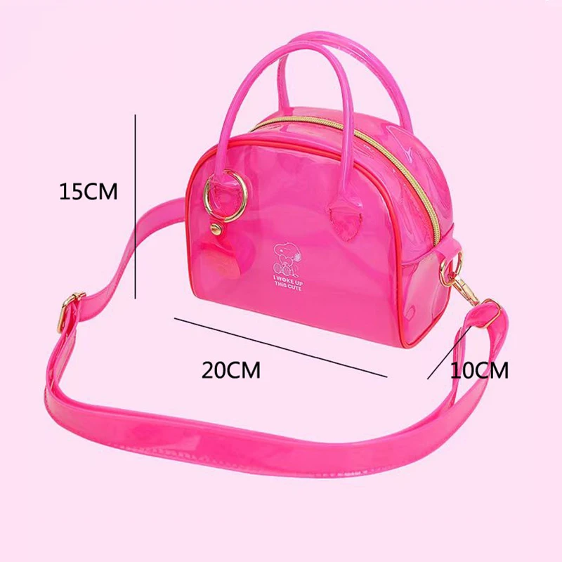 MINISO SNOOPY Series Jelly Transparent PVC Handbag Crossbody Bag Mobile Phone Bag Shoulder Bag Macaron Shell Bag