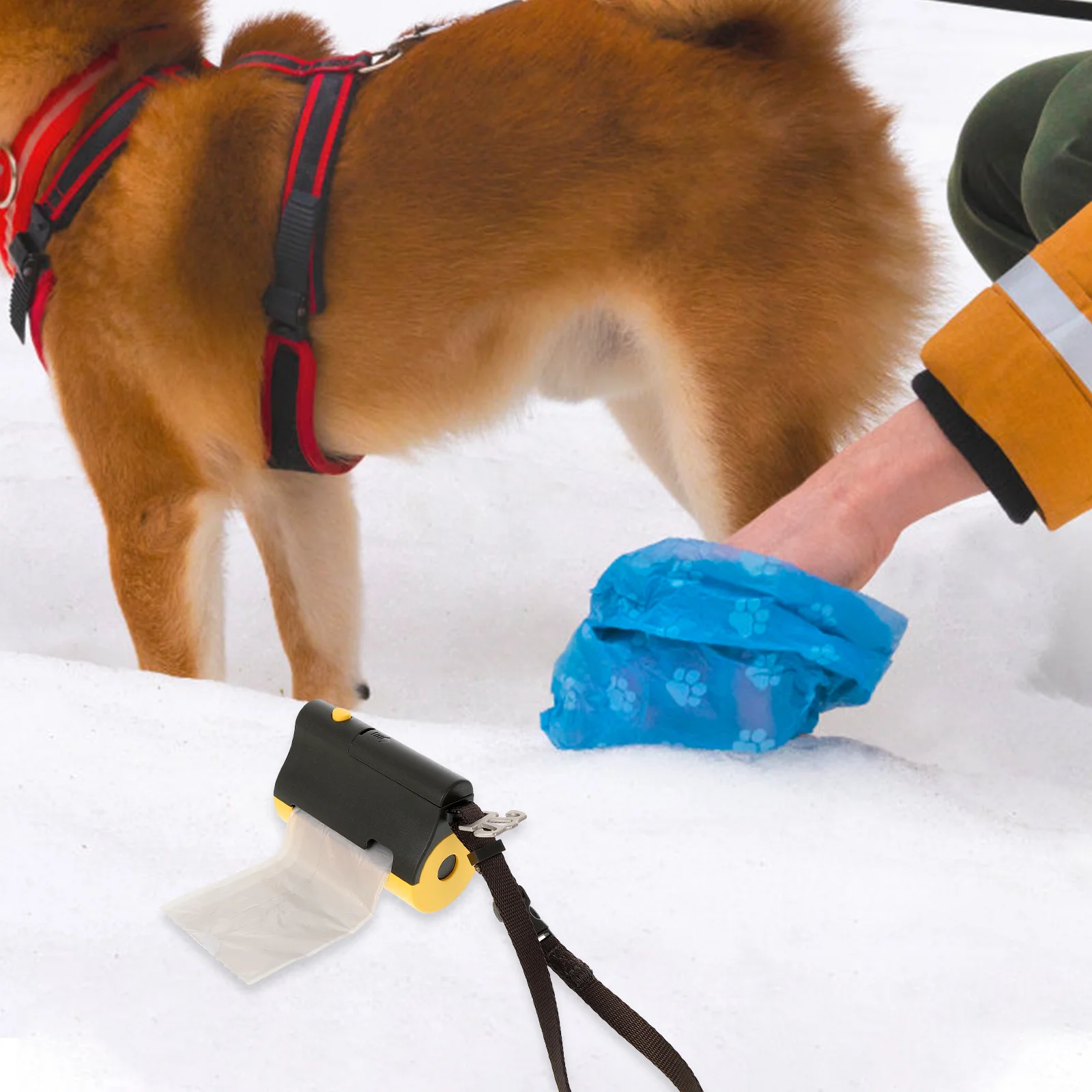 

Pet Garbage Bag Dispenser Portable Dog Poop Bag Holder Outdoor Pet Waste Box Lightweight Easy Pickup Holder with LED Flashlight