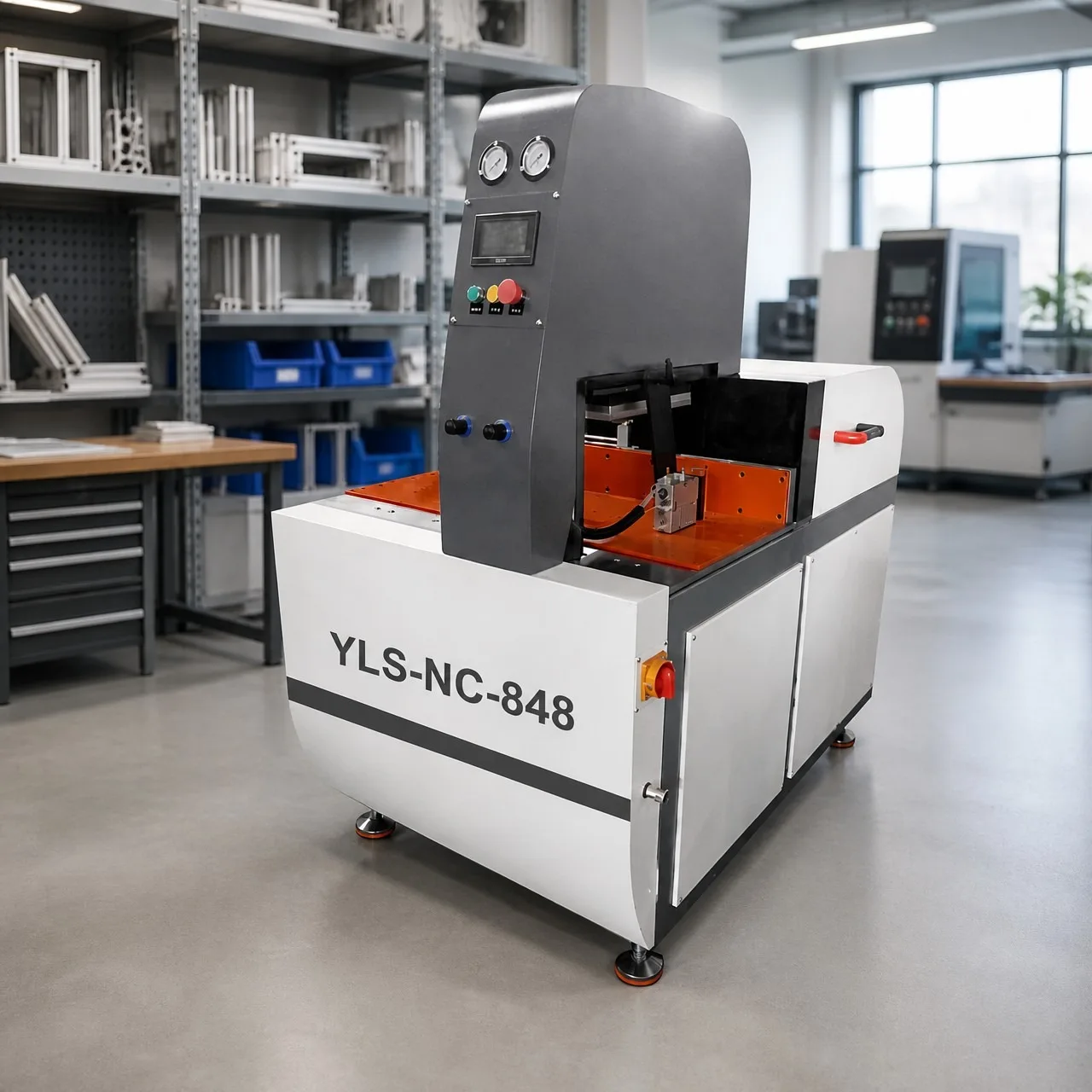 YLS-NC-848 Semi-Automatic Aluminum Cutting Machine 600mm Precision Saw for Aluminium Profile Window Door Processing