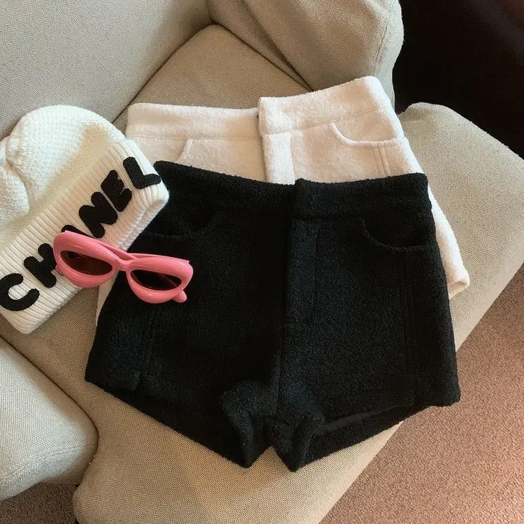 ​ ​ Eleganckie wełniane szorty damskie z wysokim stanem, jesień-zima 2025, vintage, proste nogawki, spodnie do sukienki, dopasowany krój, uniwersalne. ​ ​