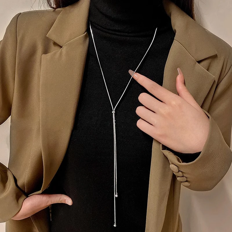 Vintage grüne Kristallperlen-Anhänger-Halskette für Frauen, minimalistische handgefertigte Perlen, lange verstellbare Halskette, Halskette, Schmuck – Detail 4