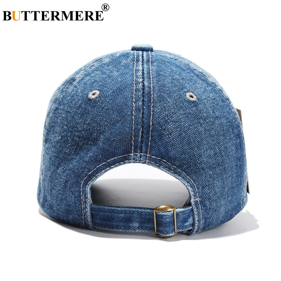 BUTTERMERE Denim Baseball Cap For Men Blue Casual Dad Hats Women Adjustable Jeans Vintage Autumn Solid Uv Sun Caps Male 2024