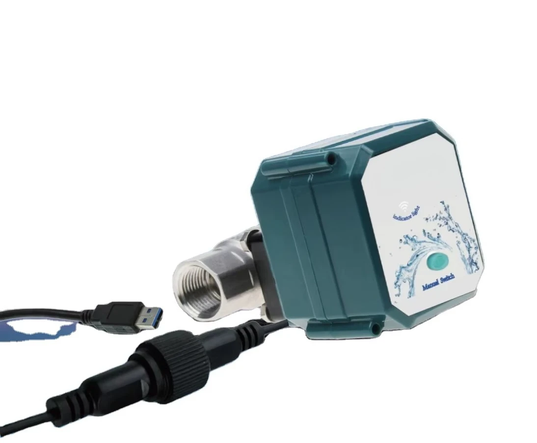 Smart Water Wifi Valve Wifi Automatic Shut off Smart Valve Stainless Steel Brass  BSP NPT Motorized Flow Control Valve