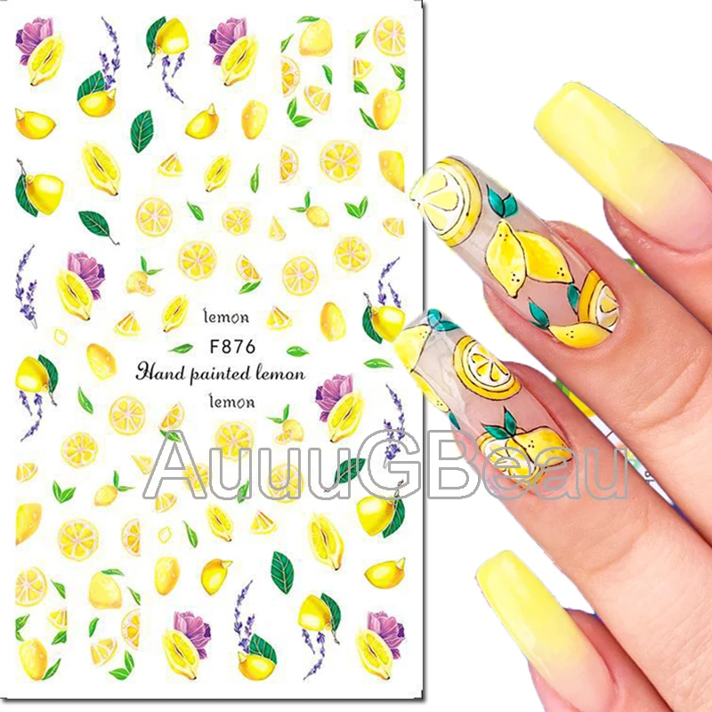 3d Nail Art adesivi cursori adesivi frutta estiva limoni foglie tropicali fiori decalcomanie decorazione per Manicure suggerimenti bellezza