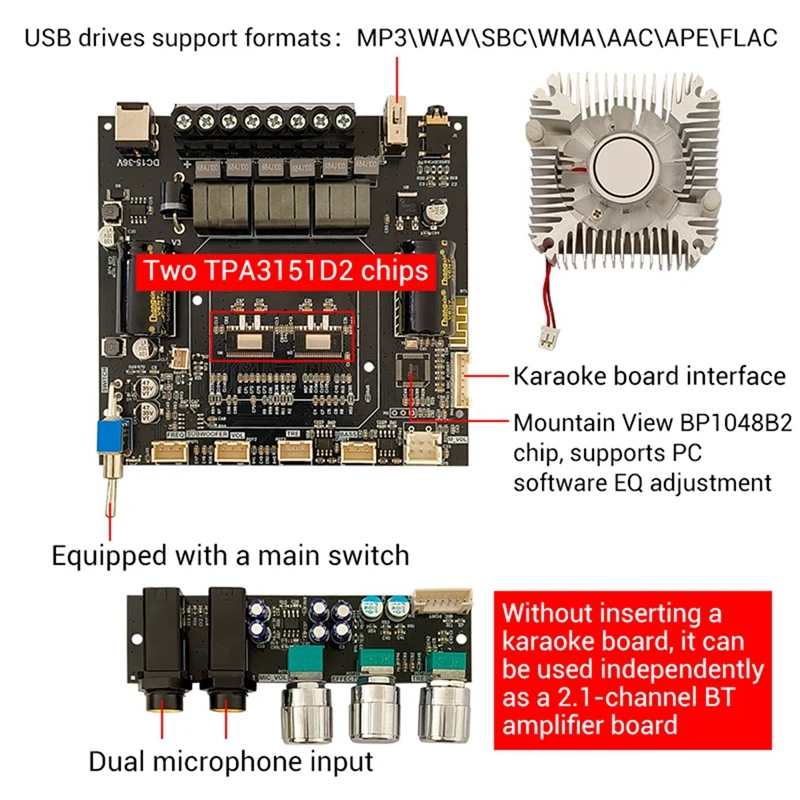 AB15-ZK-DAM L1 Digital Power Amplifier Board Stereo 2X220W&350W Subwoofer Bluetooth Amplifier Module With Shielded Wire