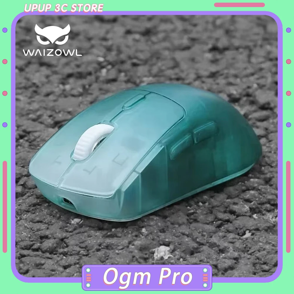 

Мышь Waizowl Ogm Pro, трехрежимная Bluetooth, беспроводная проводная игровая мышь для киберспорта Paw3395 Голубая мышь на заказ для ПК, компьютера, подарок