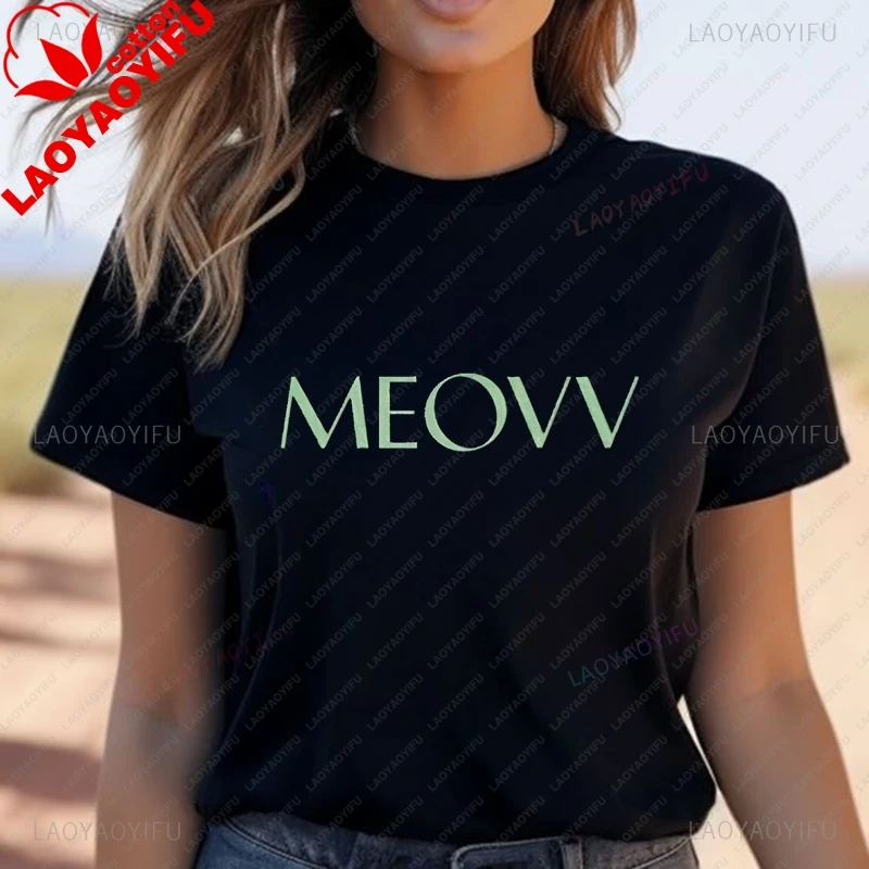 The Classic Poster Print Fashion T-shirt of The South Korean Girl Singing and Dancing Group MEOVV, A Cotton Women's T-shirt
