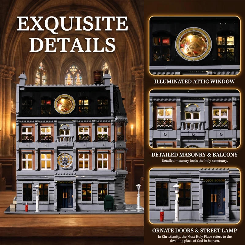 Sanctum Sanctorum with LED Modular Buildings Blocks Mystic Magic Movie Doctor Super Hero Architecture Brick Model Kit Boys Toy Adults Kid Gift 6619PCS