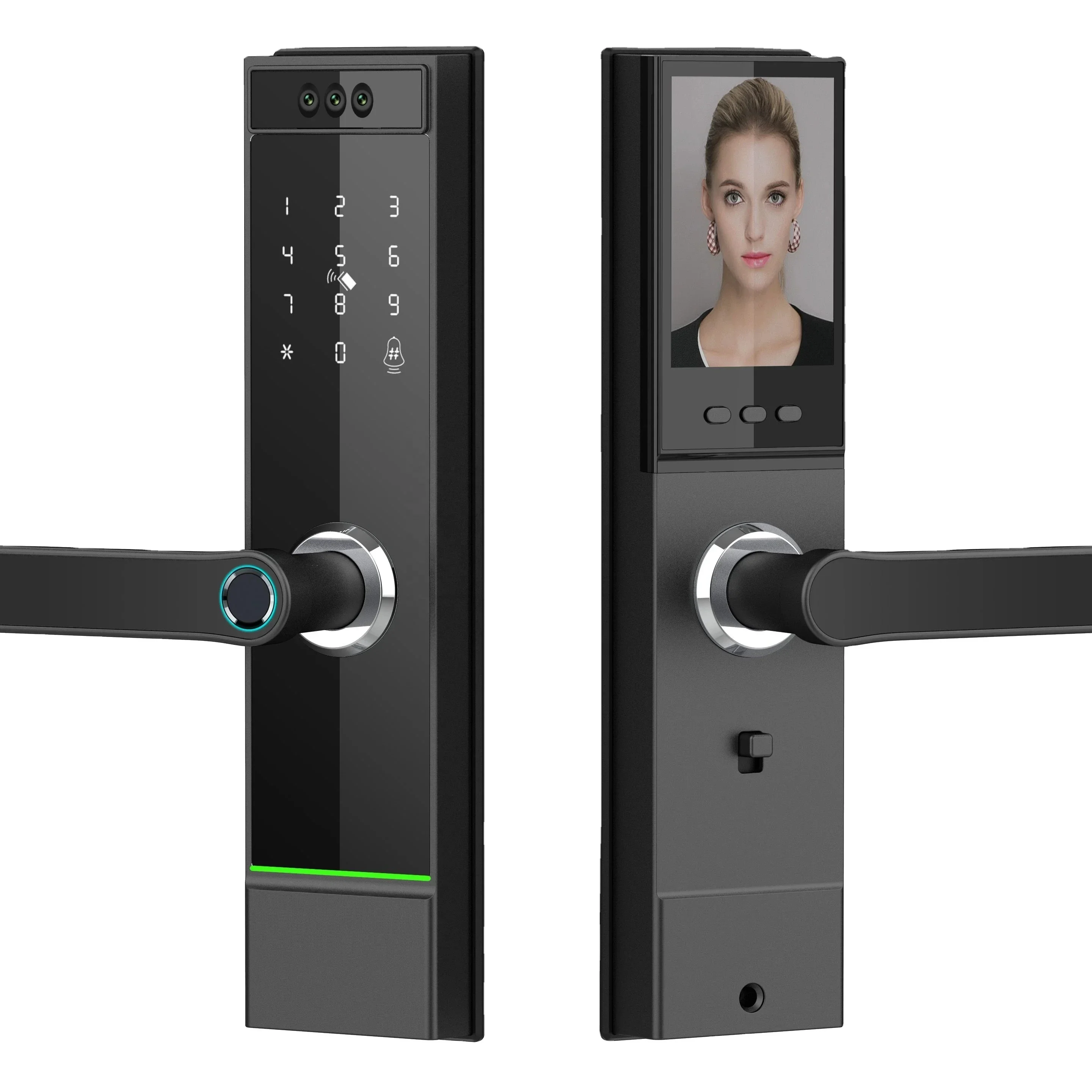 HR26 2024 Latest biometric face recognition Tuya WiFi App Smar fingerprint door handle Digital Keyless lock with