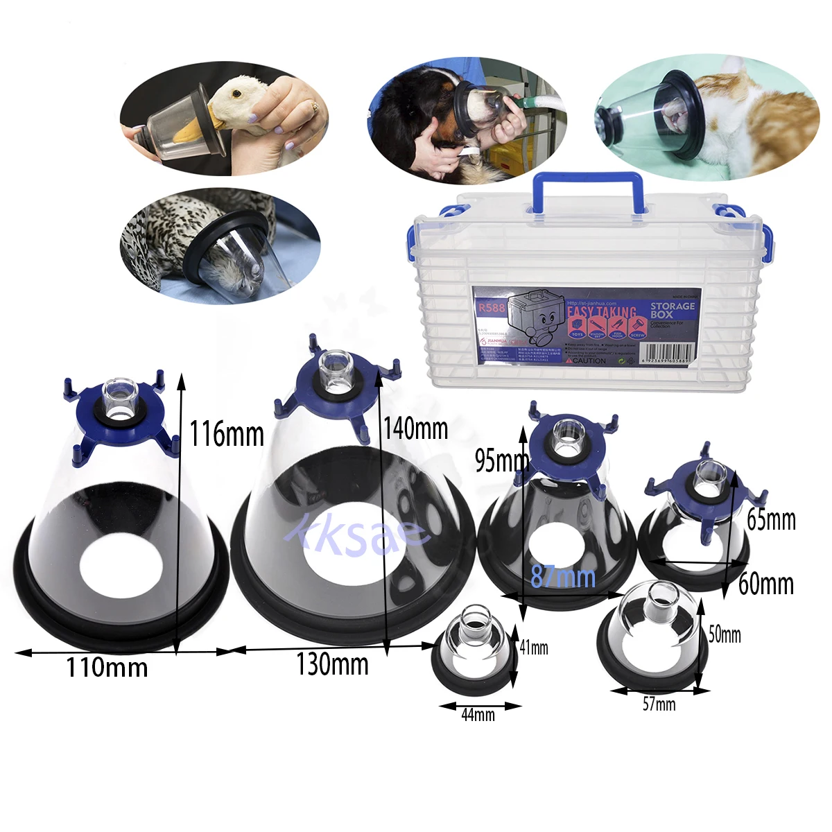 Pet Anesthesia Mask Dogs Cats Transparency Manual Resuscitator Veterinary Anesthesia Oxygen Mask