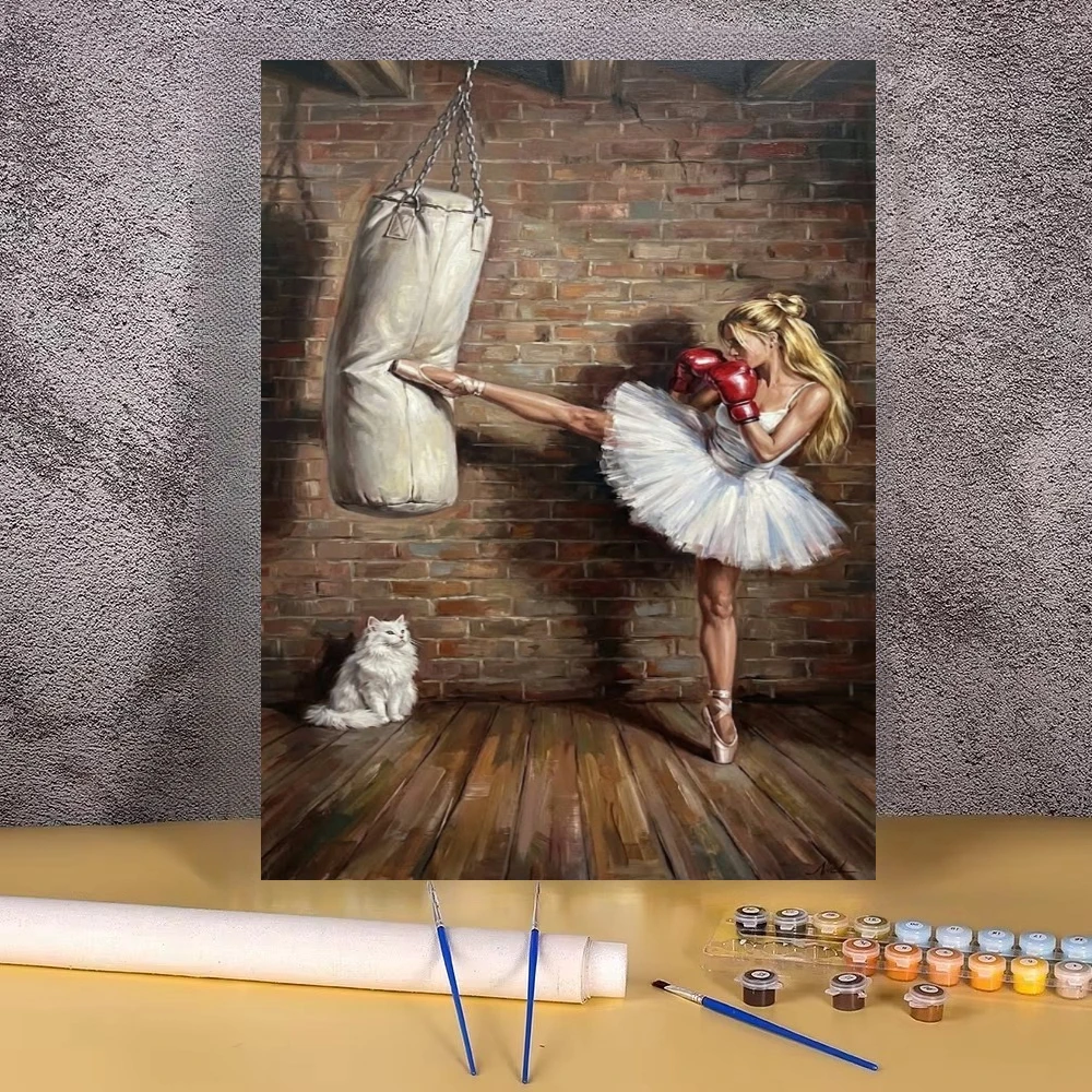Oil Painting Ballerina Boxing Sports Figure By Numbers Modern Wall Decor for Living Room Bedroom Home Decor Gift Unframed