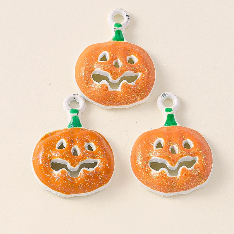 Leslie 10 stks Halloween Charms Leuke Griezelige Pompoen Charms Hanger voor Halloween Sieraden Maken Kettingen Oorbellen Armbanden DIY